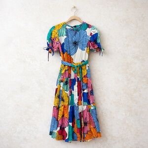 Katherine Kidd Poppy Floral Cotton Volie Midi Dress XS: NWOT